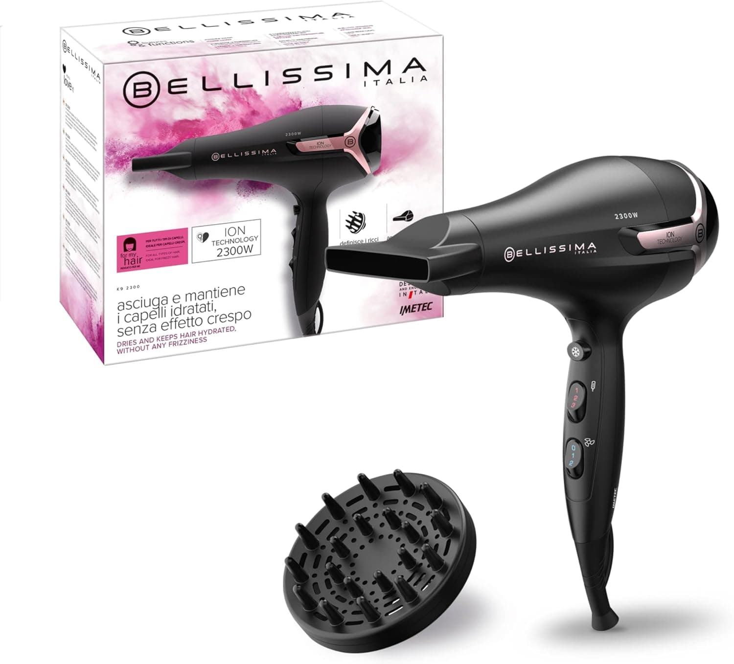 Bellissima Imetec K9 2300 – Phon ionico 2300W con diffusore