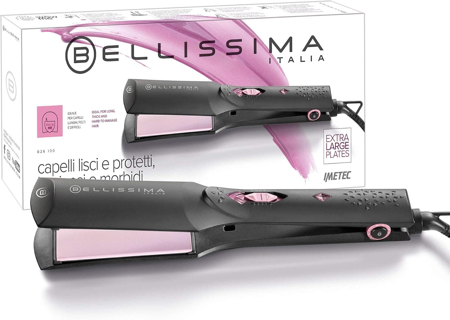 Bellissima Imetec B26 100 – Piastra per capelli larga 160-230°C