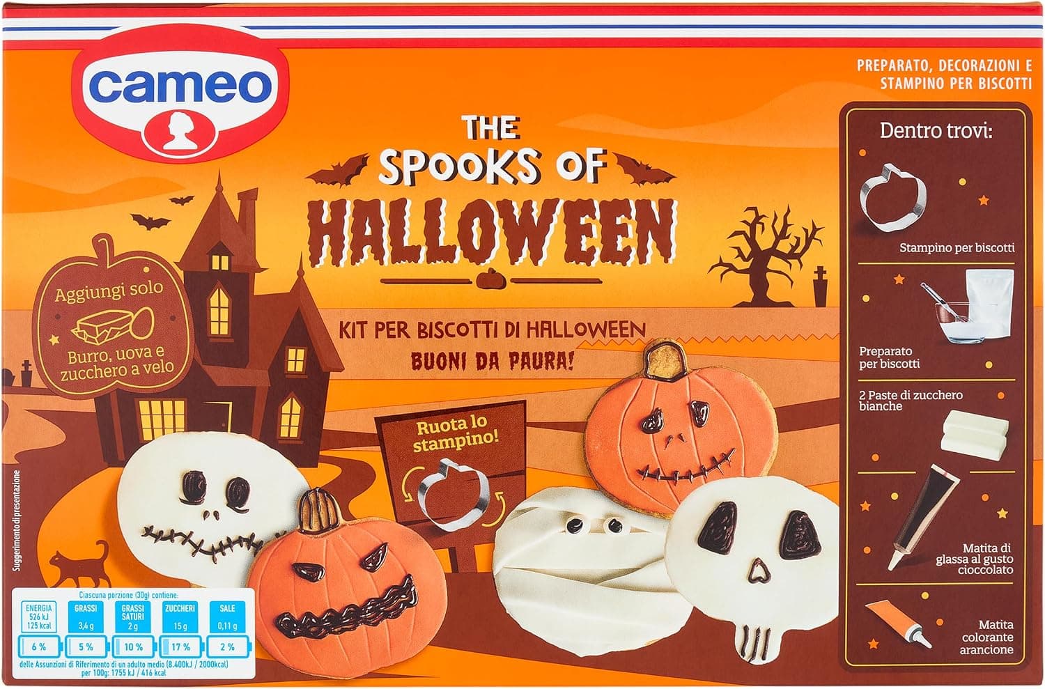 Cameo Kit per Biscotti di Halloween, The Spooks of Halloween, Kit per 18 Biscotti da Creare e Decorare, Preparato Decorazioni e Stampino Inclusi, 484 g