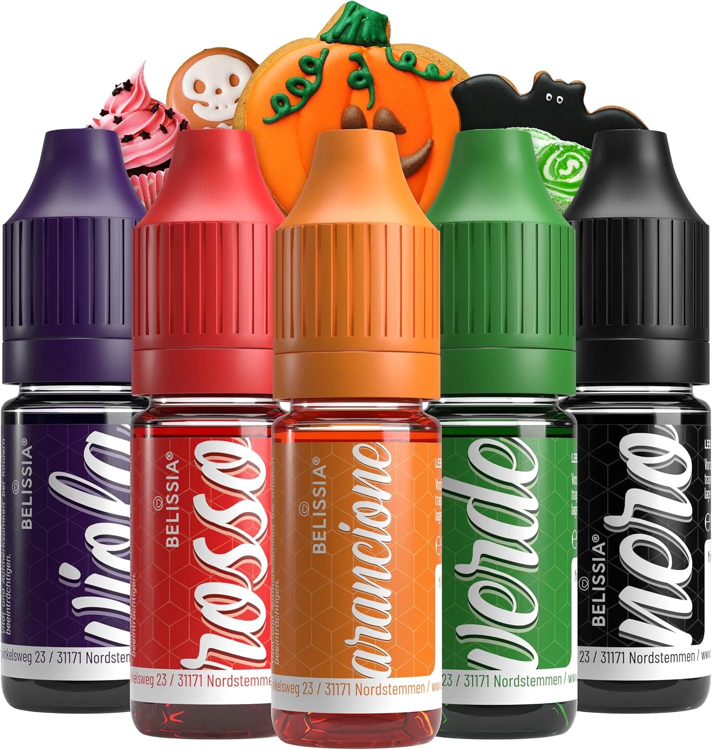 Belissia Colorante Alimentare Halloween 5x10ml liquido per Dolci e Cucina