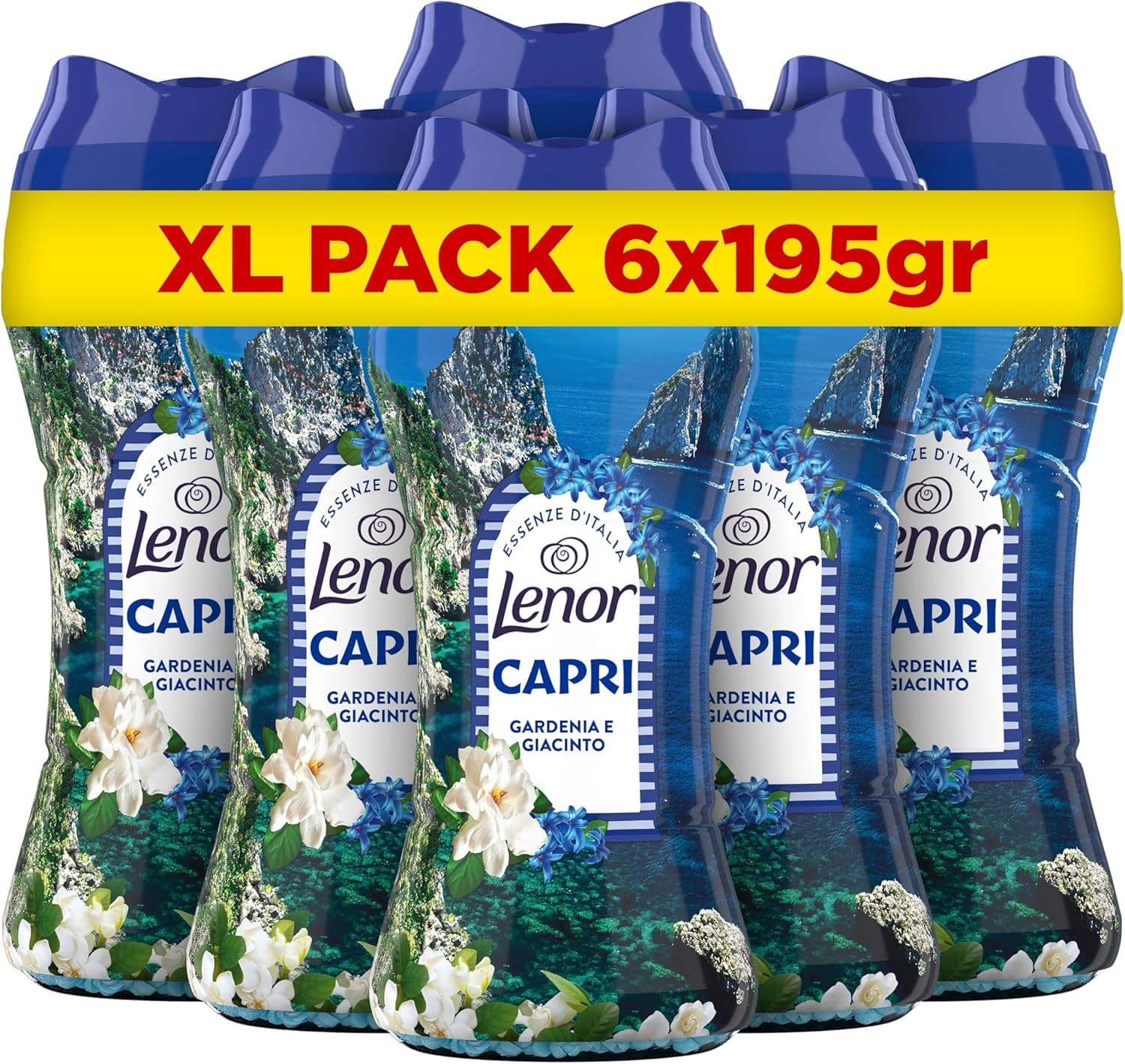 Lenor Profumatore Bucato Lavatrice, Perle Profumate, Capri, Maxi Formato 6 x 195g, Intensificatore Di Profumo