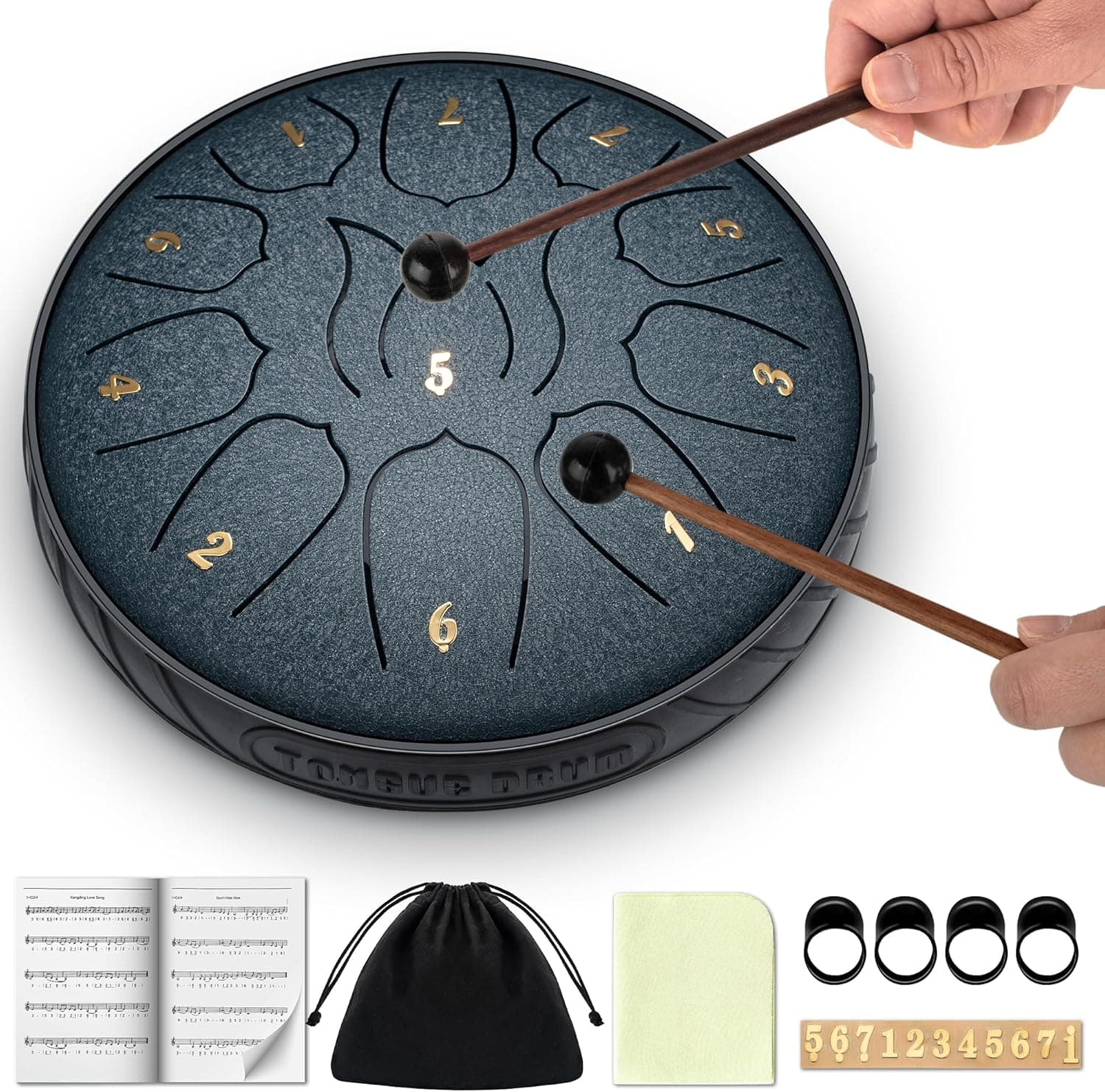 CAHAYA Steel Tongue Drum 6 Pollici, 11 Note in Re Maggiore, Blu Scuro