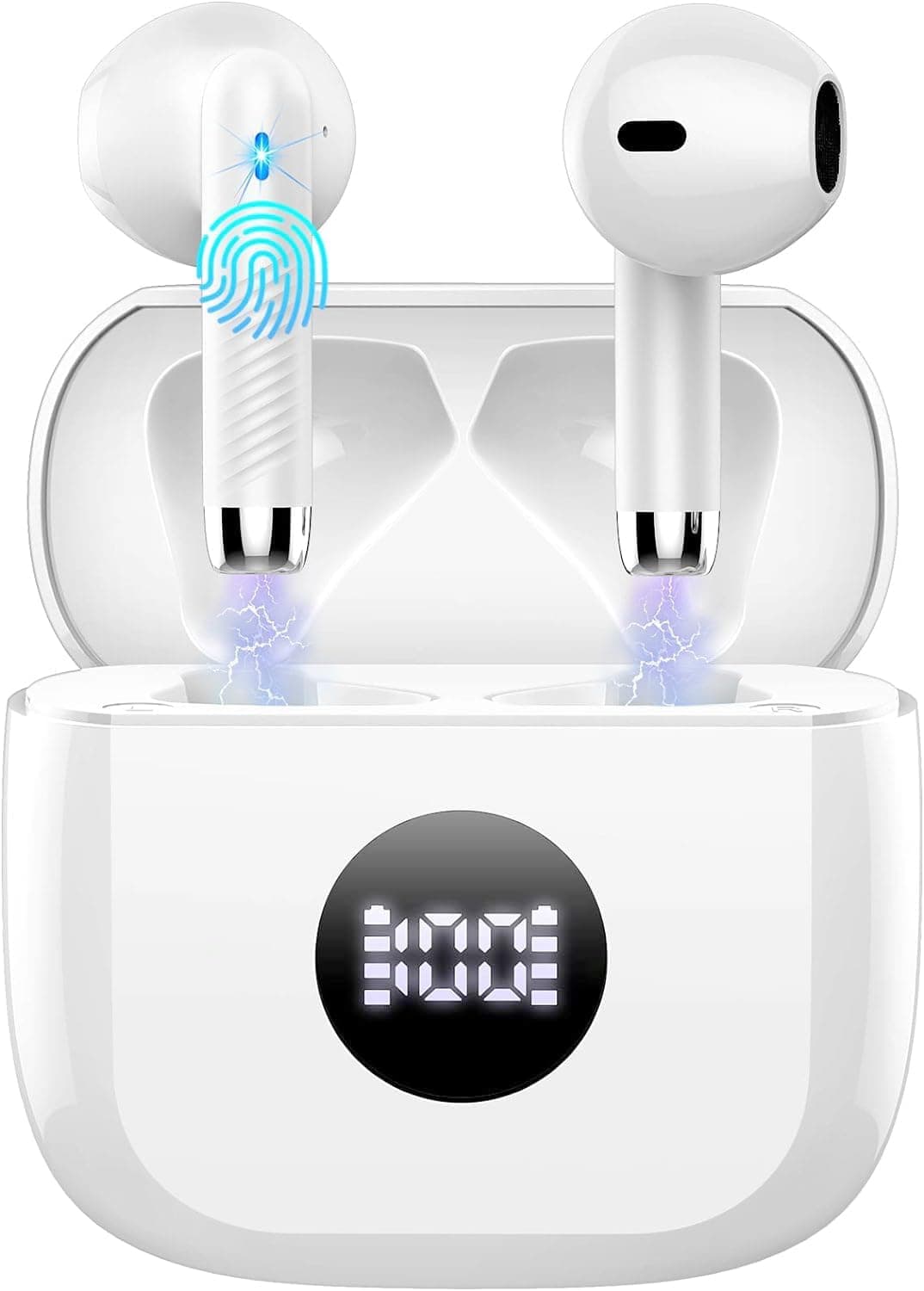 2026 Nuovo Cuffie Bluetooth 5.4, Cuffie in Ear 60 Ore di Riproduzione, Auricolari Bluetooth con 4 ENC Cancellazione Rumore Mic, Cuffie Senza Filo HiFi Stereo IP7 Impermeabili per iOS/Android, Bianco