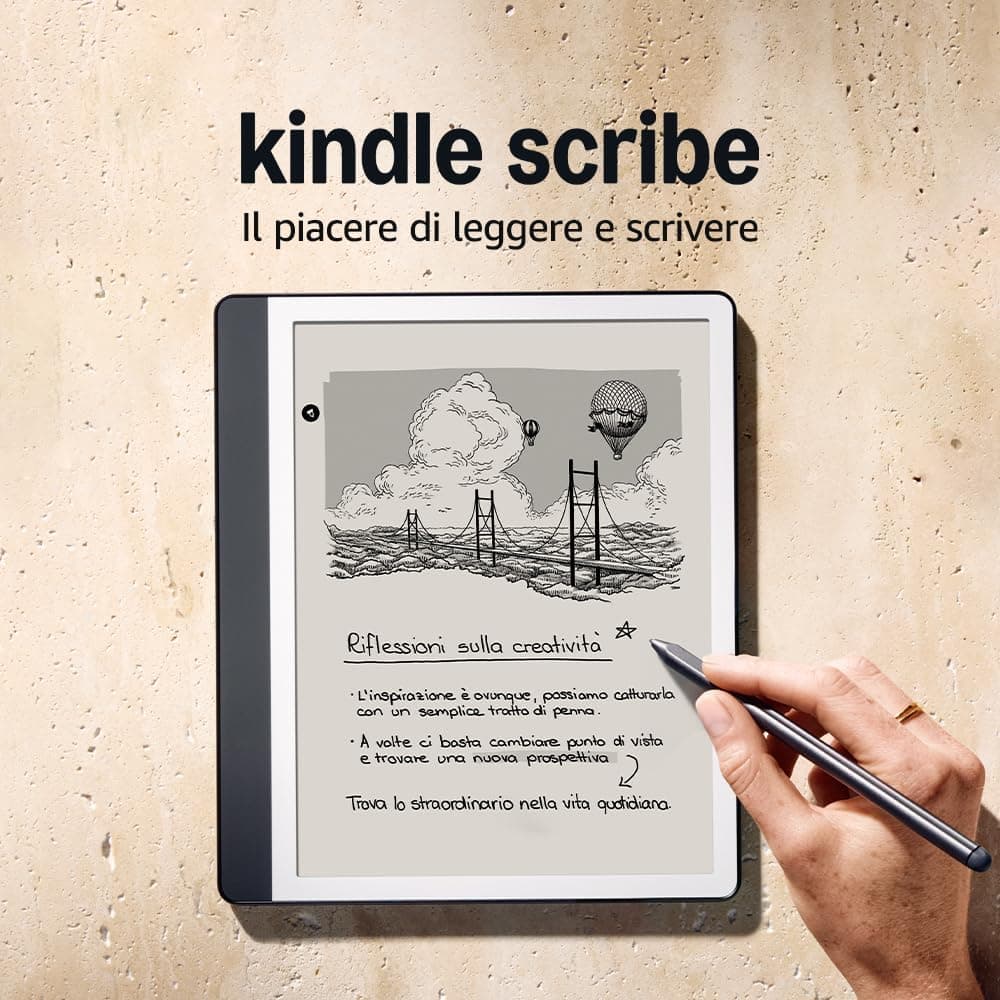 Amazon Kindle Scribe (64 GB) | Schermo ridisegnato con bordi uniformi. Ora puoi scrivere nei libri e nei documenti | Penna premium inclusa | Grigio tungsteno