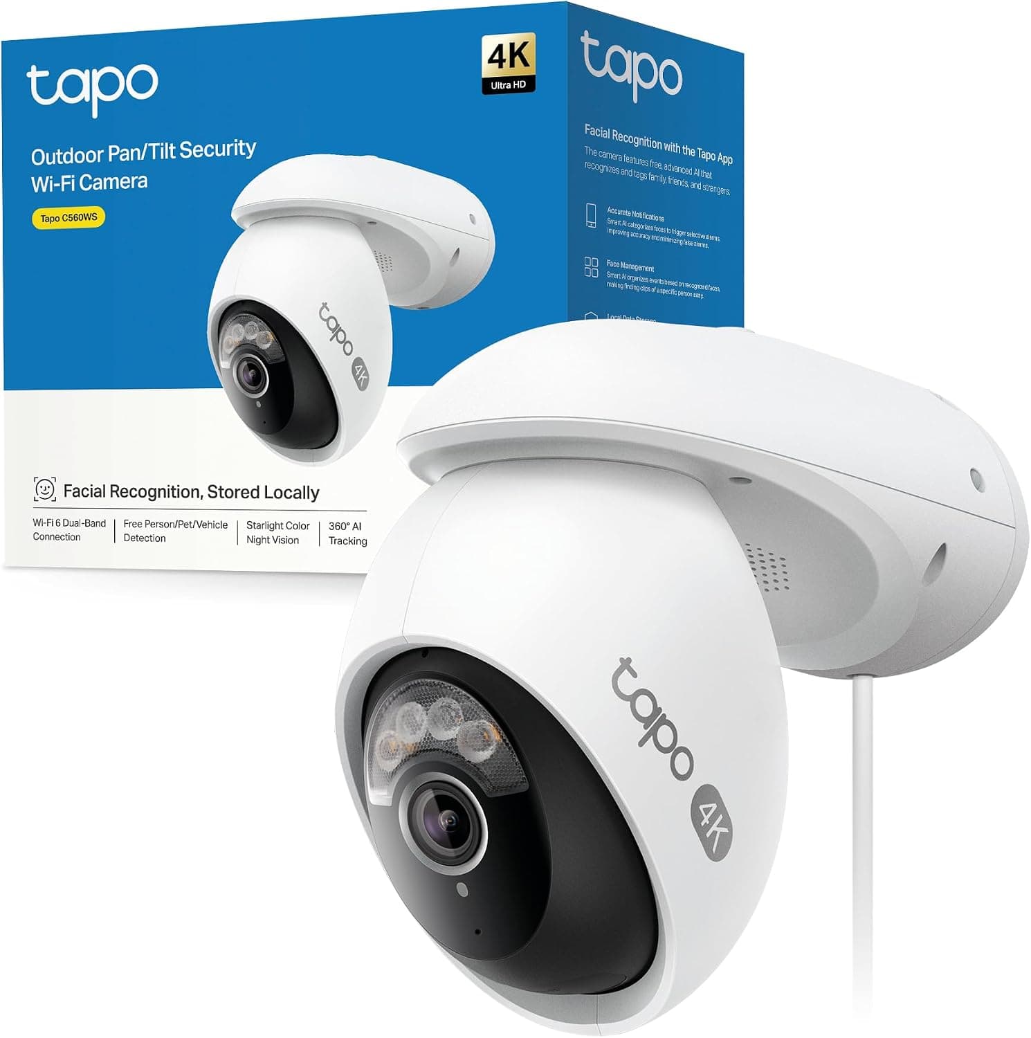 Tapo C560WS 4K 8MP Telecamera WiFi Esterno Sorveglianza 360° PTZ WiFi 6